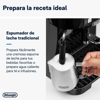 Cafetera superautomática espresso con boquilla de leche, 2 recetas one-touch, 1450W, negro